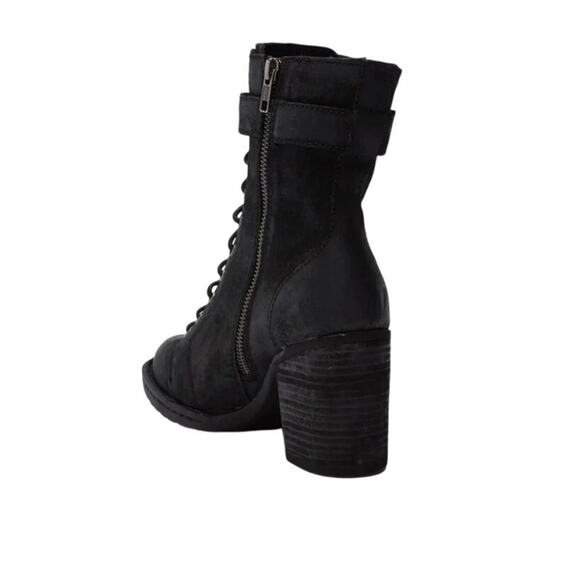 Born Cass Block Heel Bootie Combat Suede Moto Biker Boot Size10 - Picture 2 of 7